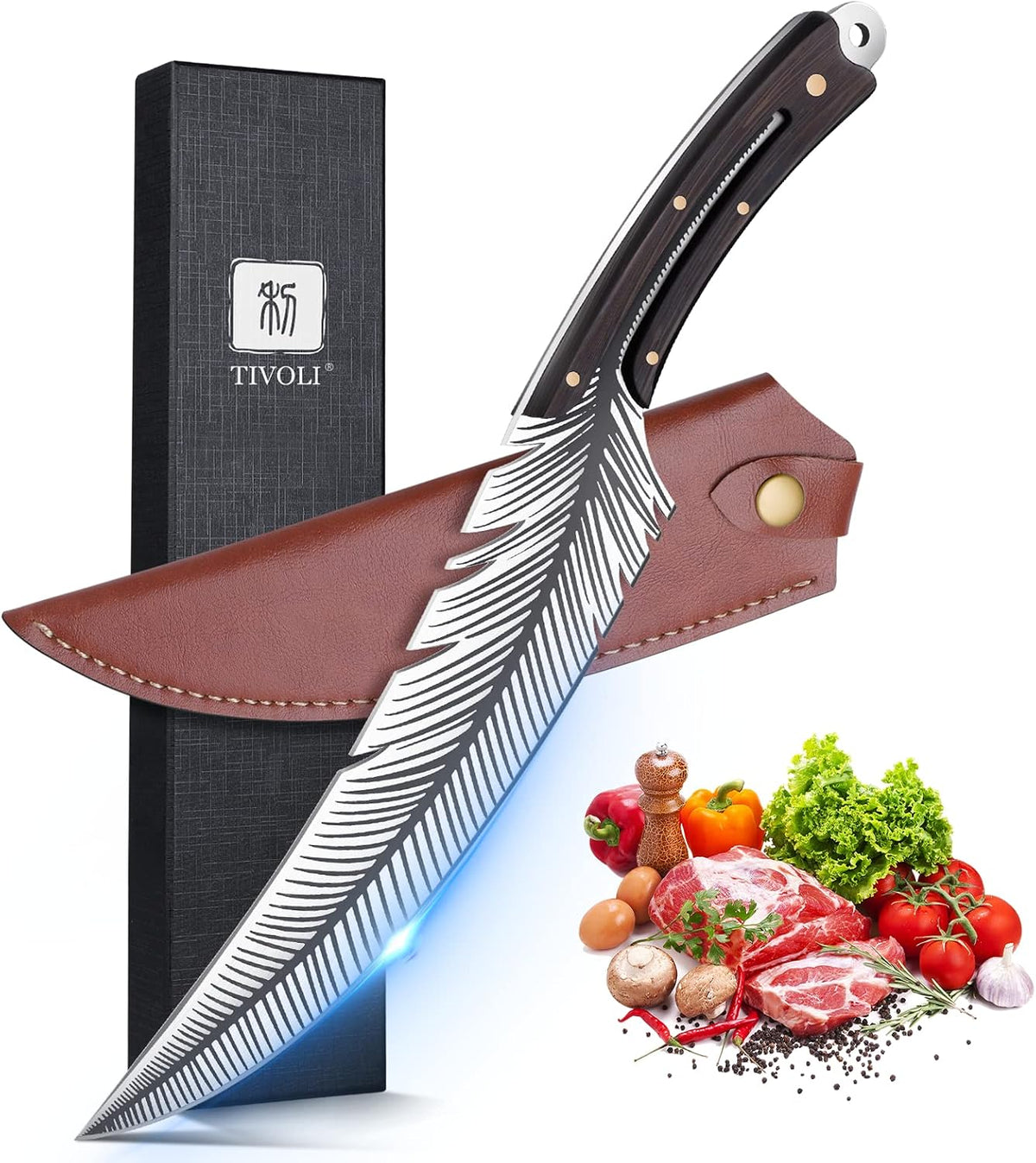 Feather Carving Knife, 8 Inch Boning Knife with Sheath and Gift Box