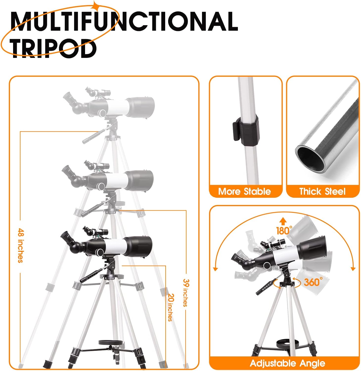 Telescope 70 mm Aperture 400 mm Refractor Astronomical Portable Telescope for Adults Beginners with Tripod Phone