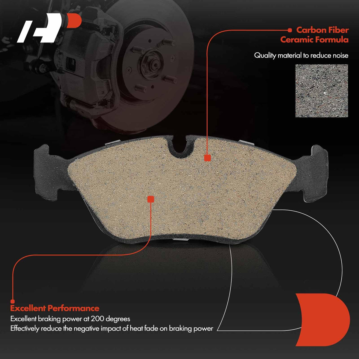 A-Premium Front Ceramic Brake Pads Compatible with Volvo