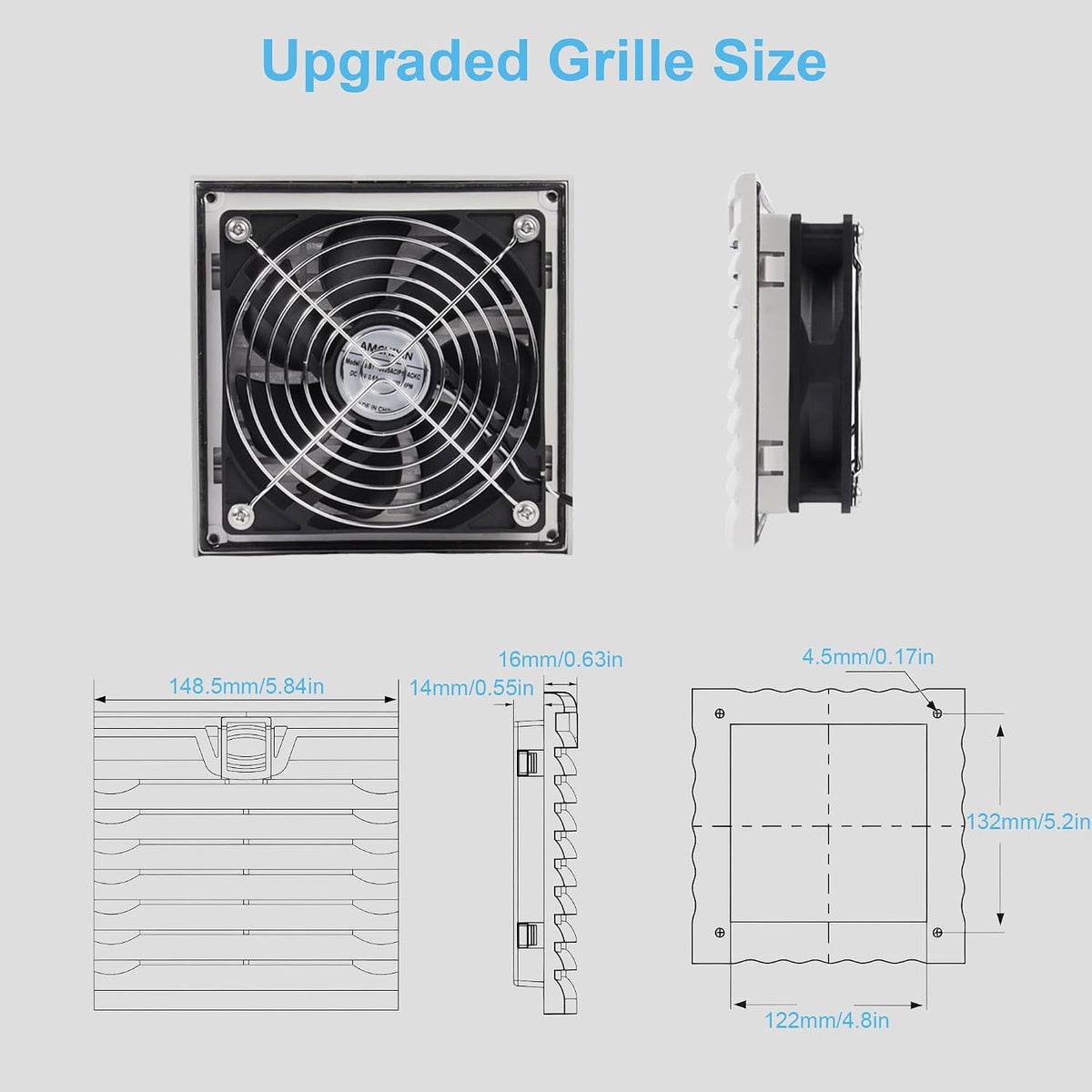 150x150mm Cabinet Ventilator Kit with 120x38mm Fan and Speed Controller