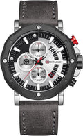 Mens Watches Luxury Chronograph Classic Waterproof Watch Large Face Analog Luminous Fashion Leather Analog Quartz