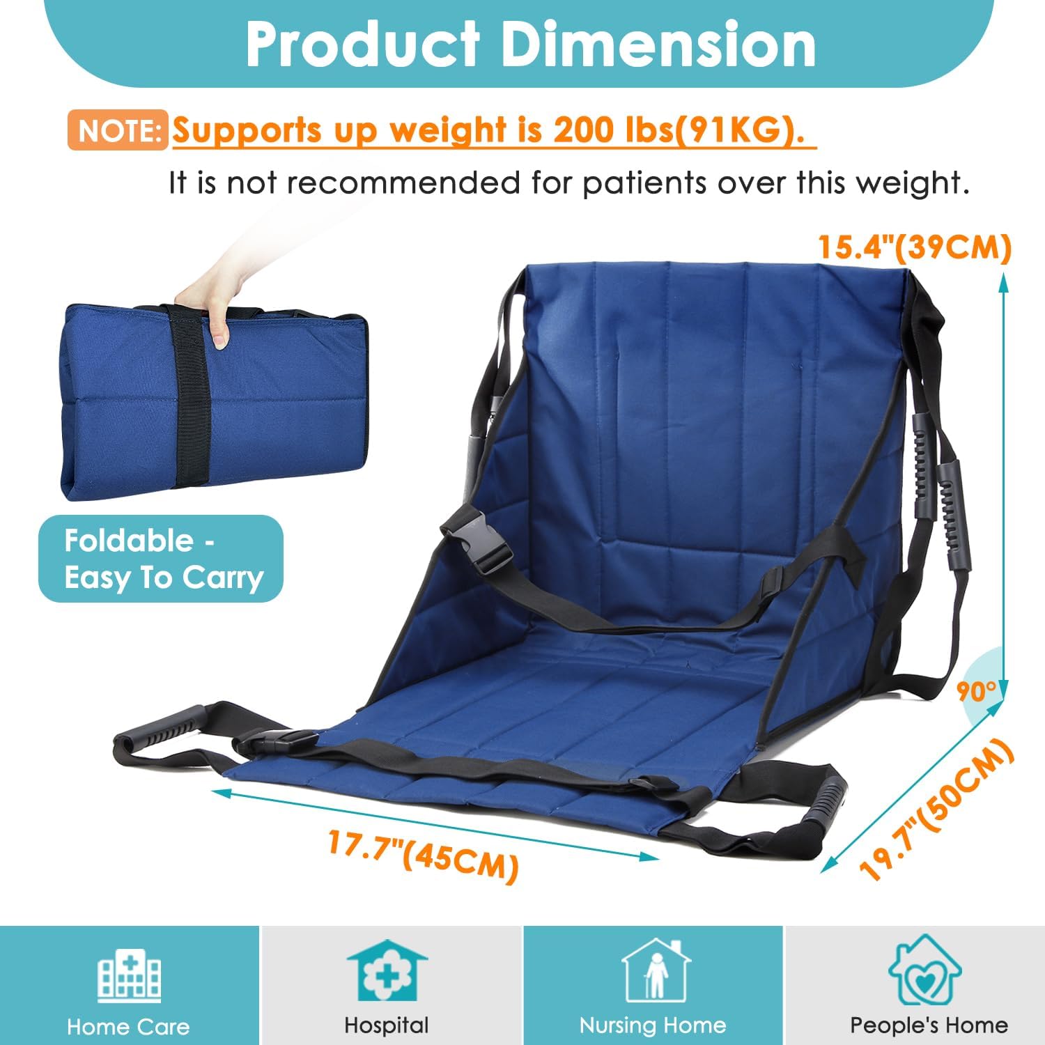 Patient Lift Transfer Belt from Bed to Wheelchair Stair Transfer Emergency Evacuation Chair Pad Safety Medical