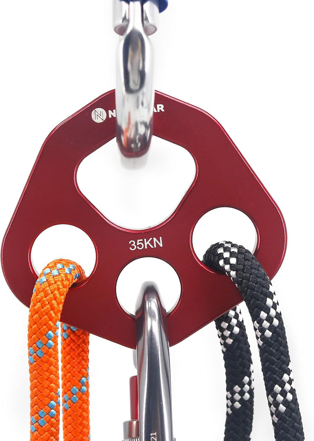 Descender Plate 20KN Paw Rigging Plate 4 Holes Rock Climbing Gear(4 holes/20KN Red)