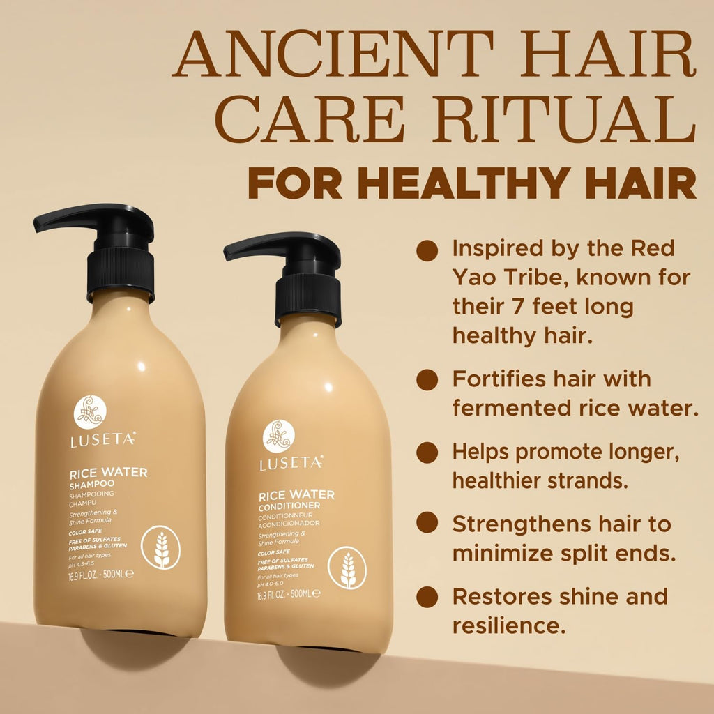 Rice Water Shampoo and conditioner Set Strengthening & Nourishing Revitalizes Shine for All Hair Types Hydrating &