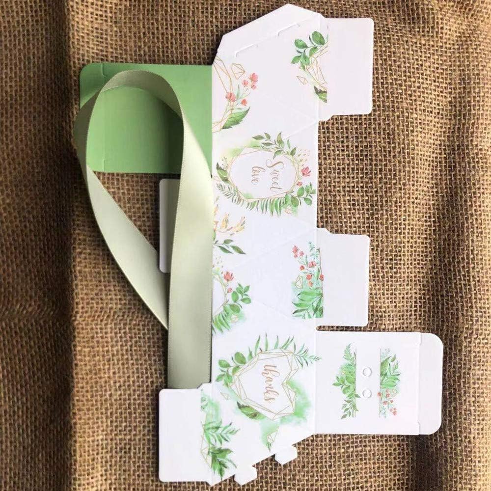 Diamond Shape Green Forest Style Candy Boxes Wedding Favors Bomboniere Paper Party Chocolate Gift box 50pcs Christmas