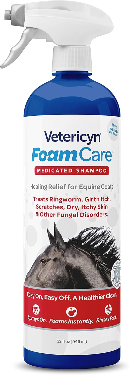 FoamCare Medicated Horse Shampoo | Sprayable Equine Shampoo with Ketoconazole for Healing Relief from Itchy Skin