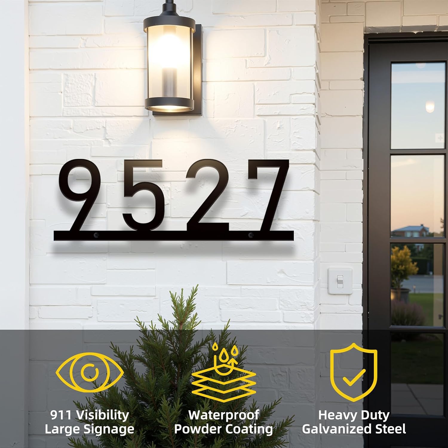 House Numbers for Outside, Personalized Metal House Number Sign, Modern Metal Address Signs for Houses, Large Number