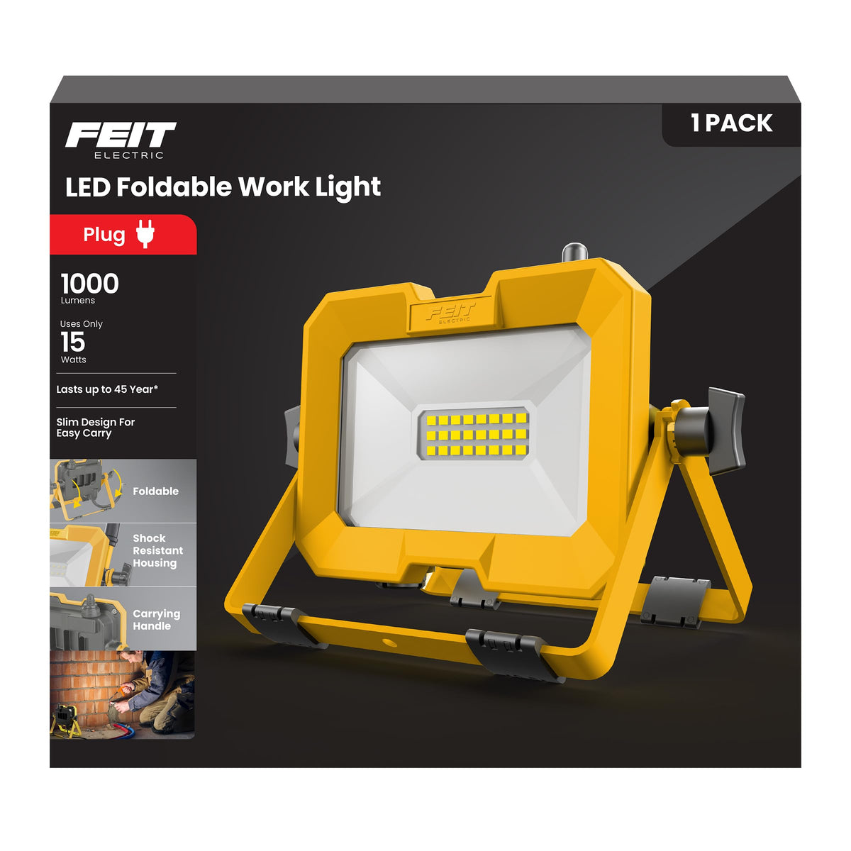 Feit Electric LED Work Light 1000 lm 5000K Rotating Head WORK1000PLUG/SCIS