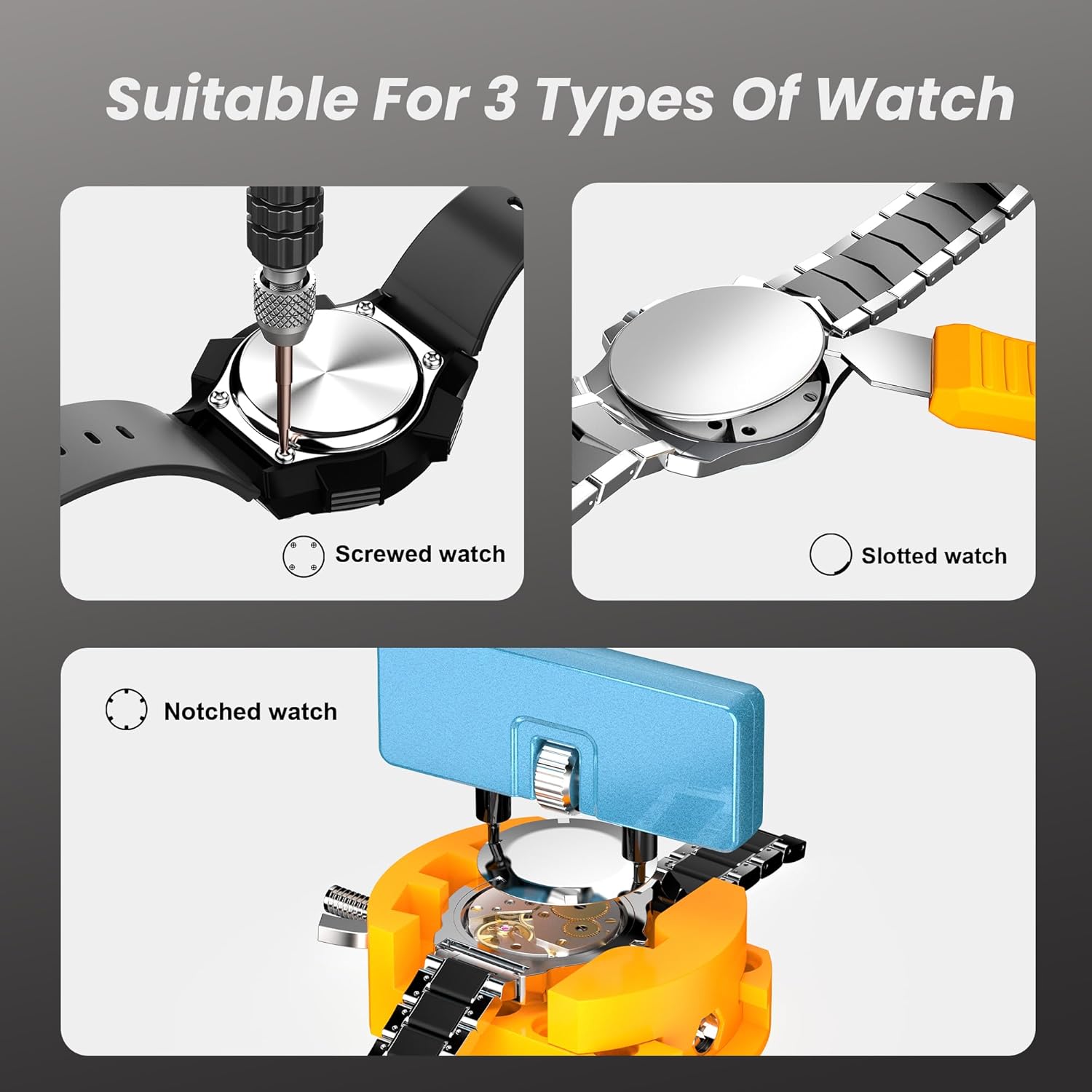 Watch Battery Replacement Kit, Watch Repair Screwdriver, Watch Band Replacement tool, Watch Wrench Back Remover