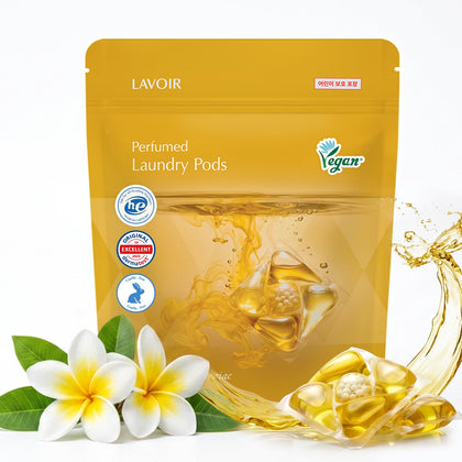Perfumed Laundry Detergent Pacs | Luxurious Frangipani & Guaiac Scent | Odor Defense, Advanced Sweat Fights Stains