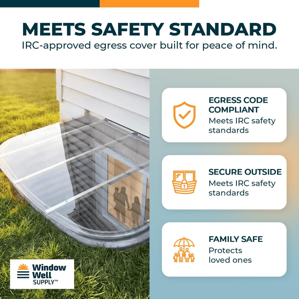 Clear Polycarbonate Large Egress Window Well Cover Sloped 54" W x 38" L