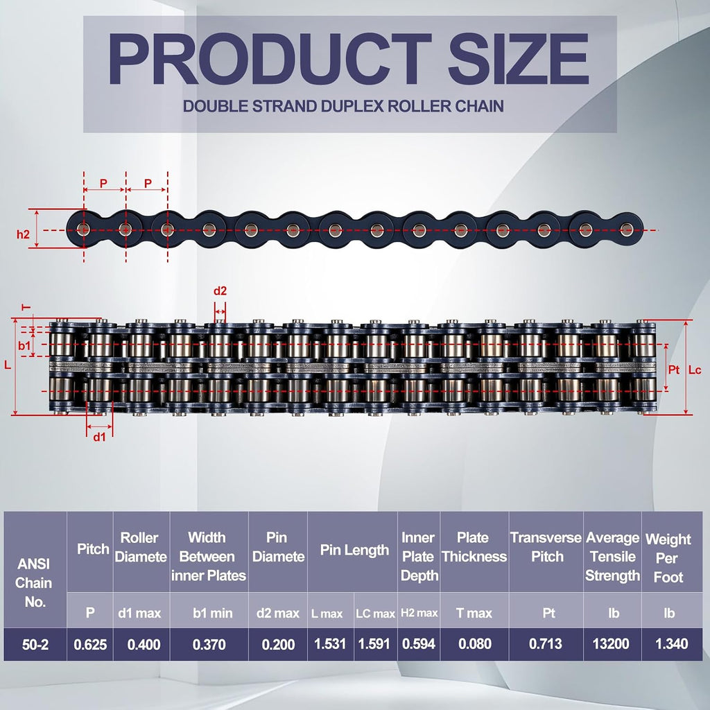 50-2 Roller Chain Double Strand Duplex