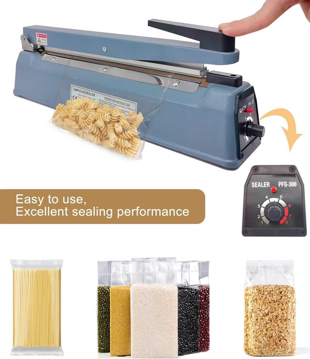 12 Inch 5mm Impulse Heat Sealer Machine with Replacement Parts