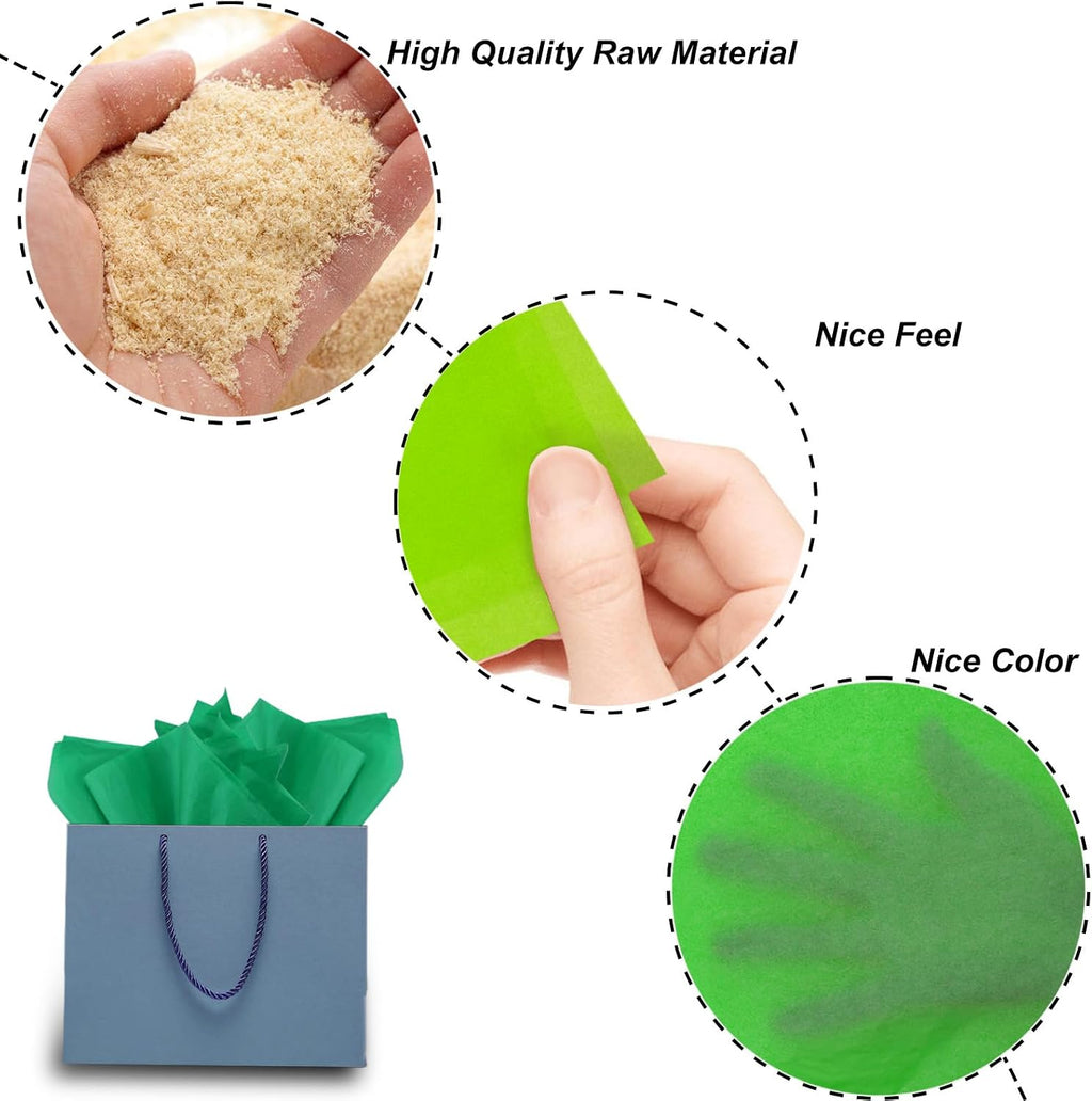 120 Sheet Mix Green Tissue Paper HMUIKFRY 20x14Inch Wrapping Paper