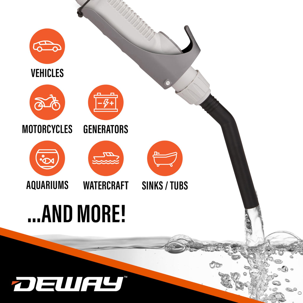 Deway Battery-Powered Stick Transfer Pump, Flow Control Nozzle, 39 In Hose