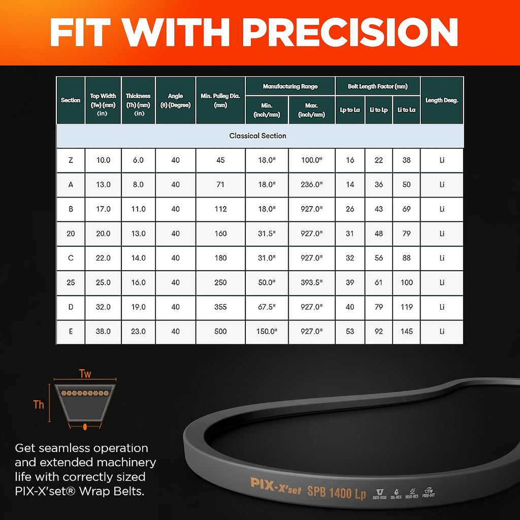 PIX NORTH A57/4L590 1/2x59 Black Rubber V-Belt