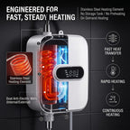 Geevorks Electric Water Heater 3500W Fast Heating LCD Temperature Display IPX4 Adjustable Temperature with Shower Set for Bathroom Kitchen (US Plug)
