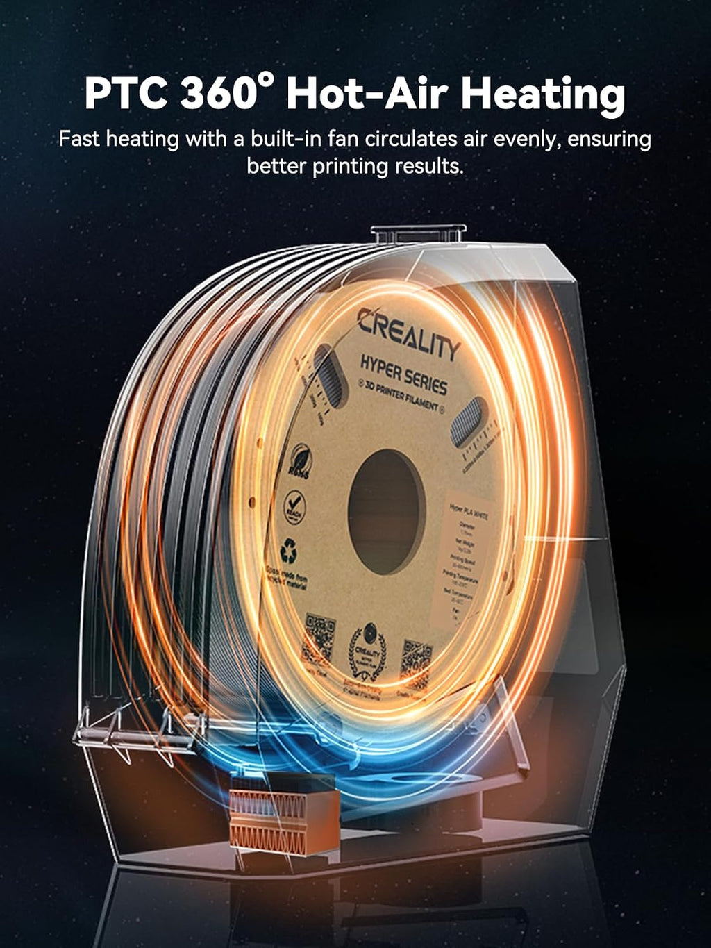 Space Pi Filament Dryer, Filament Storage Box, Upgraded Double 360° Heating Drying with Fan&Touch Screen, 3D Printer