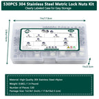 Metric Lock Nut Assortment Kit, 530PCS Nylon Insert Lock Nuts Set