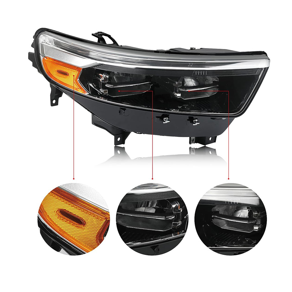 Black LED Headlights RH Compatible with 2020-2024 Ford Explorer