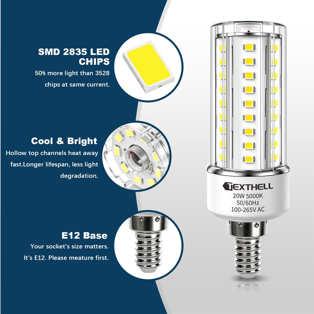 20W E12 Base LED Corn Light Bulb 6pack Corn Bulb 5000K Daylight Bulb