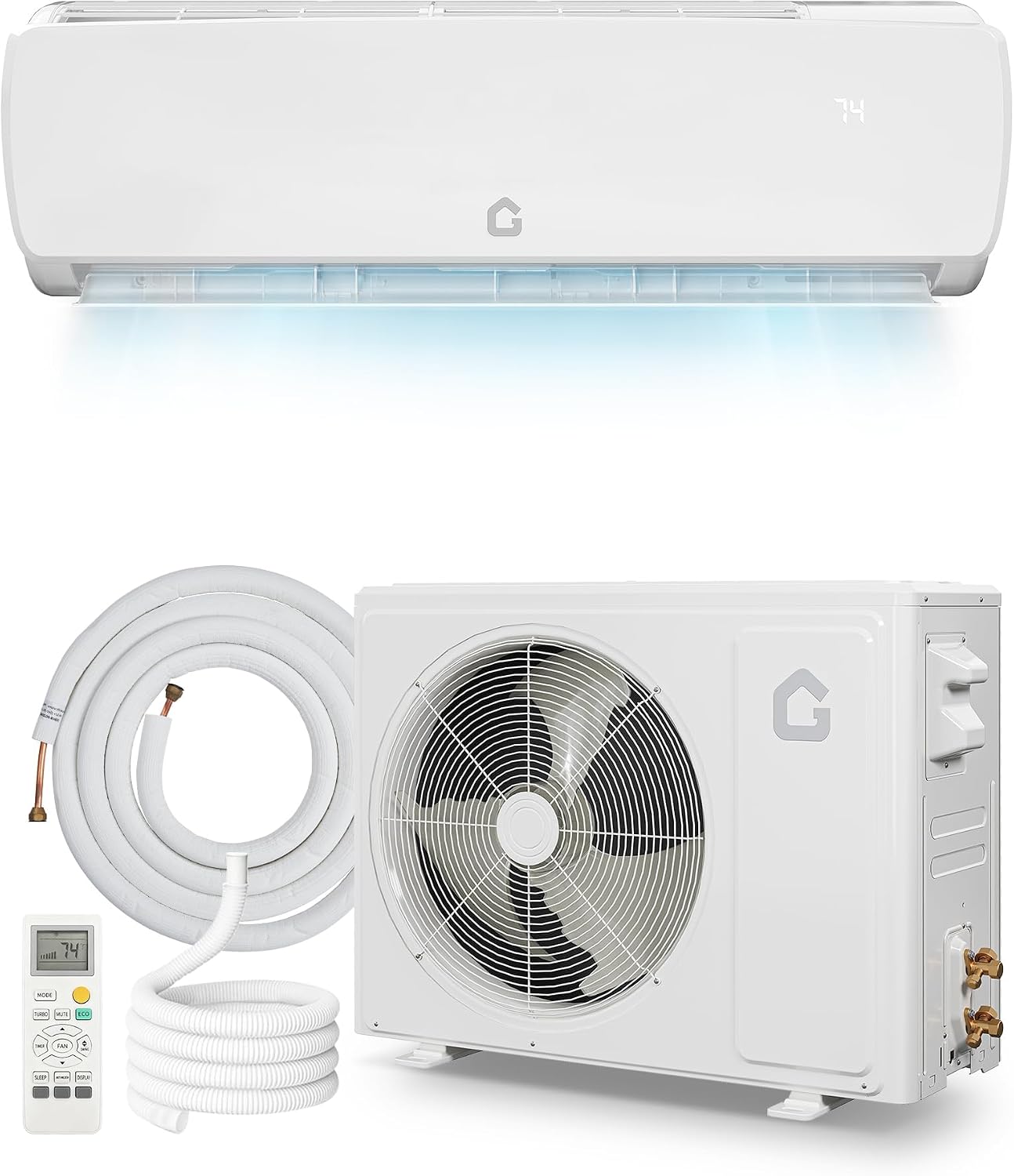 Ductless Mini Split Heat Pump 12000 BTU, 19 SEER2 Inverter Wall AC 230V | Quiet Operation, Cools & Heats Spaces Up to