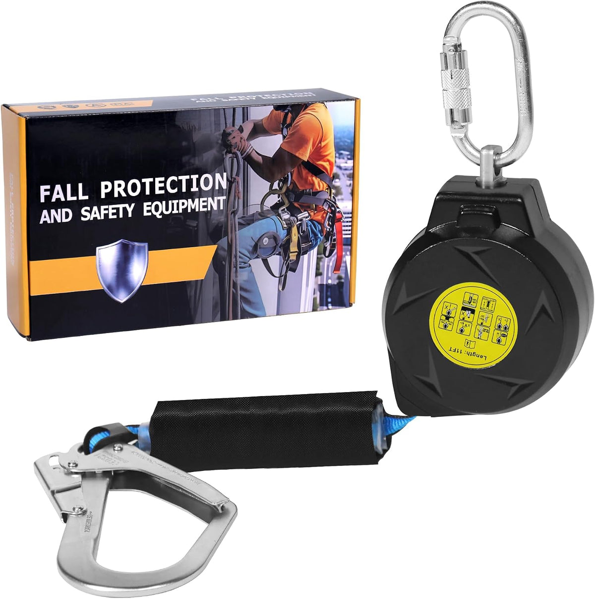 11FT Self Retracting Lifeline Fall Protection Retractable Lanyard, Fall Arrest Safety Yoyo for Construction