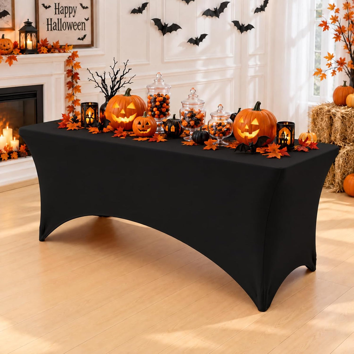 Open Back Spandex Table Cloth 6FT, One Side Elastic Fitted Tablecloth