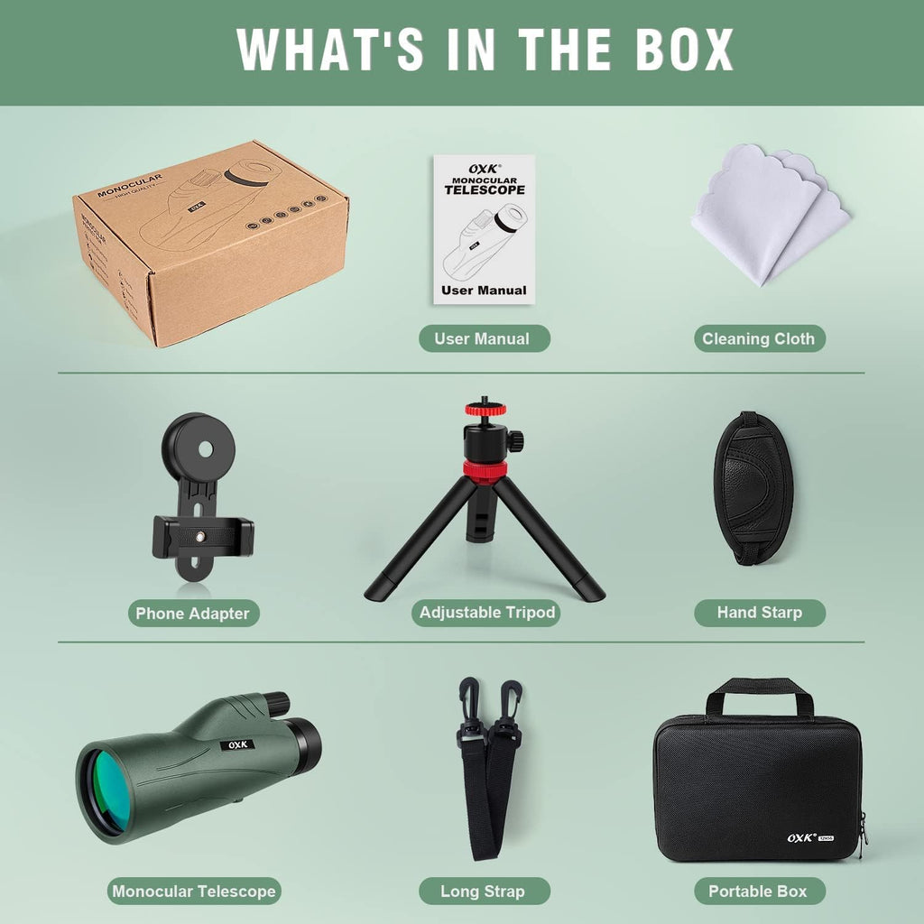 12x56 Monocular Telescope for Adults High Powered with Smartphone Adapter