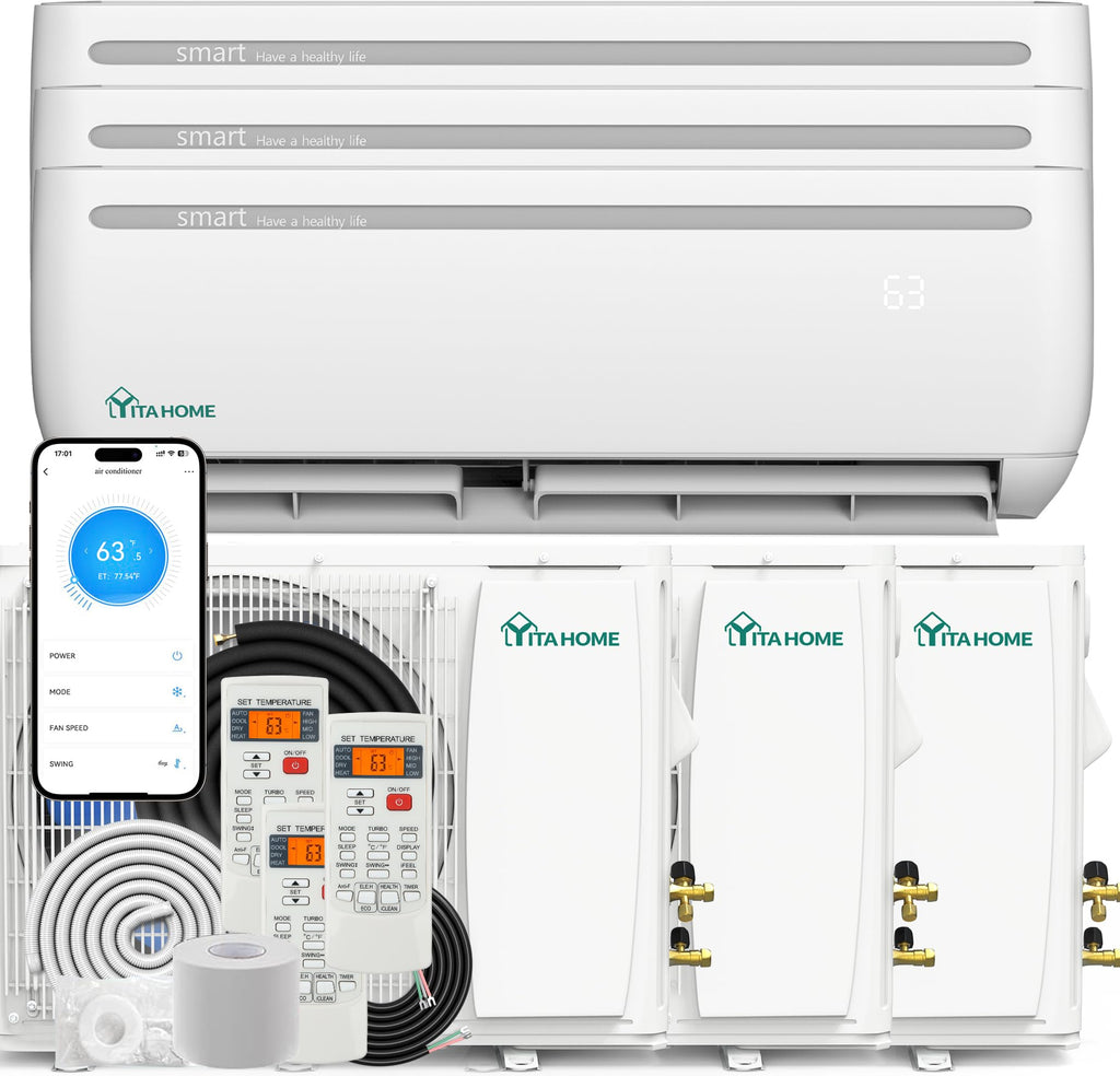 36000 BTU Mini Split AC/Heating System 17.5 SEER2 12000 BTU*3 Set