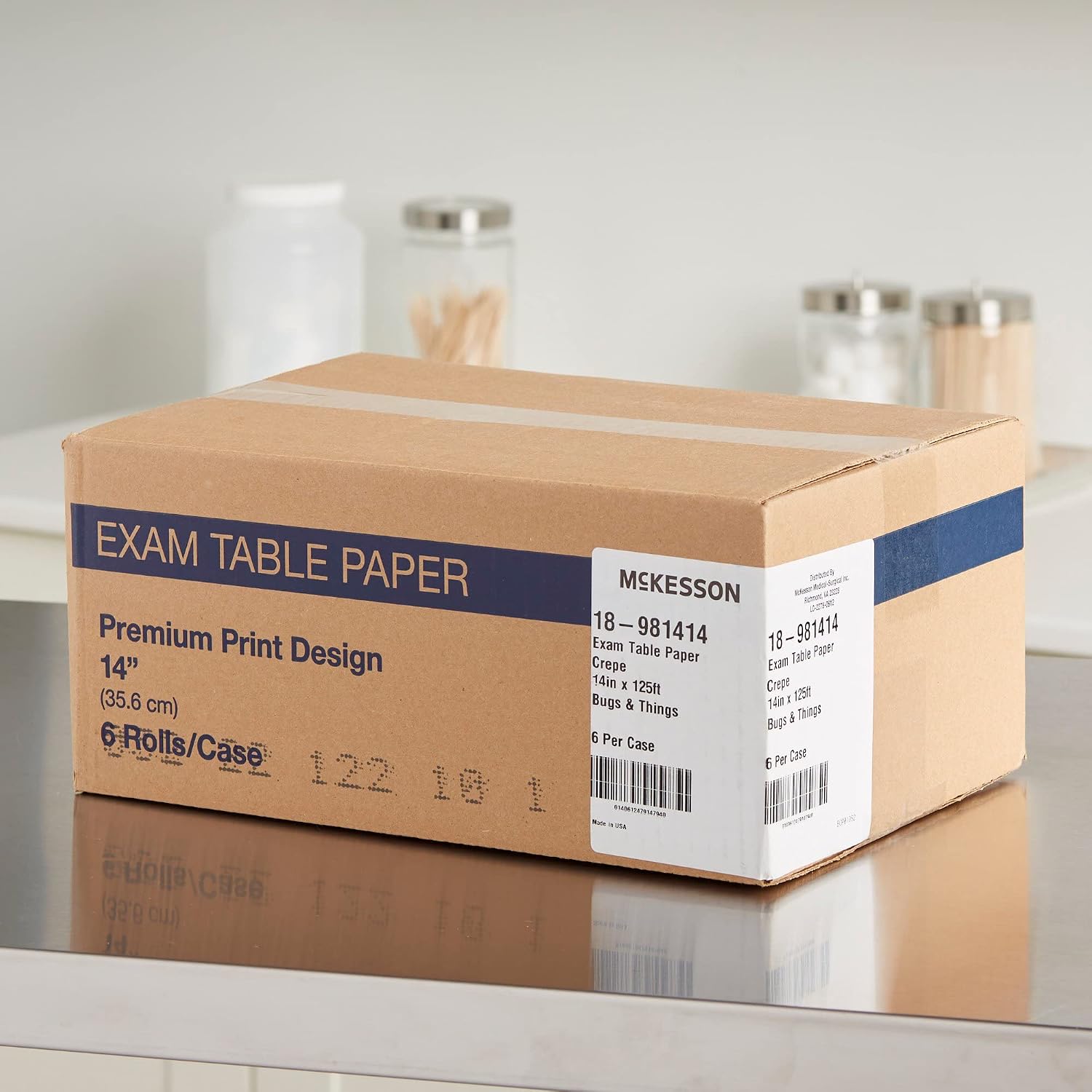 Exam Table Paper, Barrier Protection, White, 14 in x 125 ft, 6 ct | Crepe Pediatric Table Paper