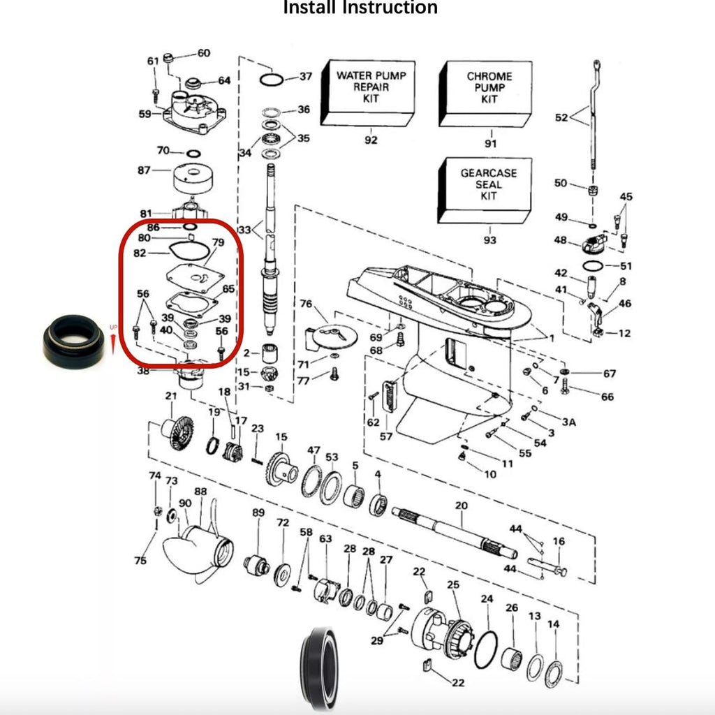 433550 Outboard Lower Unit Seal Kit for Johnson Evinrude 40-50 HP