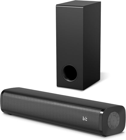 Sound Bar for Smart TV with Wired Subwoofers, 2.1 Channel Small TV Soundbar Speakers, Home Theater Surround Sound