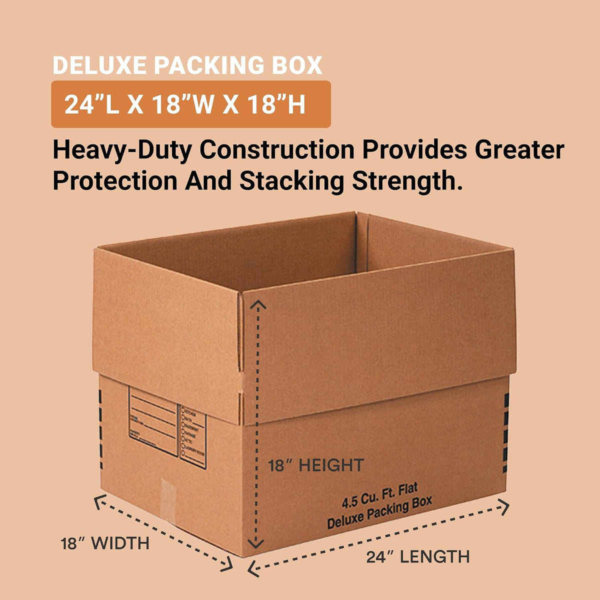 Heavy-Duty Shipping Boxes Holds 65lbs, 24x18x18, 10-Pk