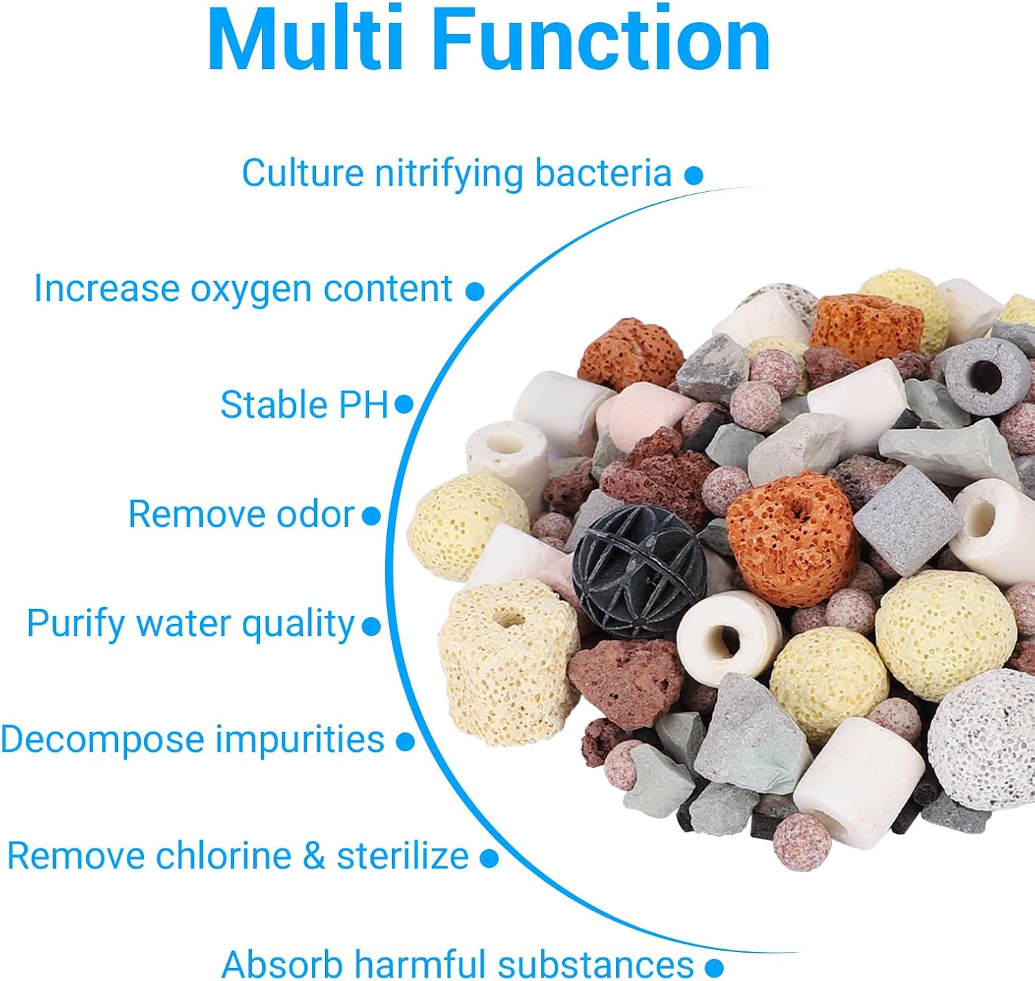 Filter Media,12 in 1 Bio Media for Aquarium Sump Filter Ceramic Rings Activated Carbon Bio Balls Freshwater Marine