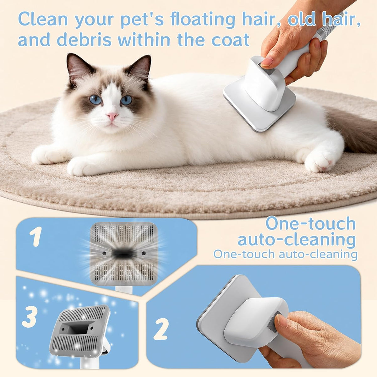 Dog Grooming Kit, Pet Grooming Vacuum with Pet Clipper Nail Grinder, Dog Hair Vacuum with 6 Pet Grooming Tools for