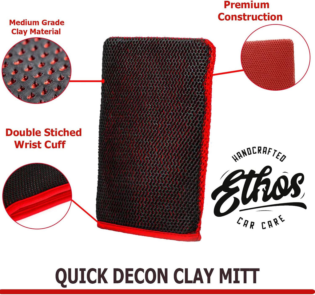 Ethos Quick Decon Mitt - Clay Mitt Car Wash Mitt, Clay Bar Tool for Auto Detailing and Polishing