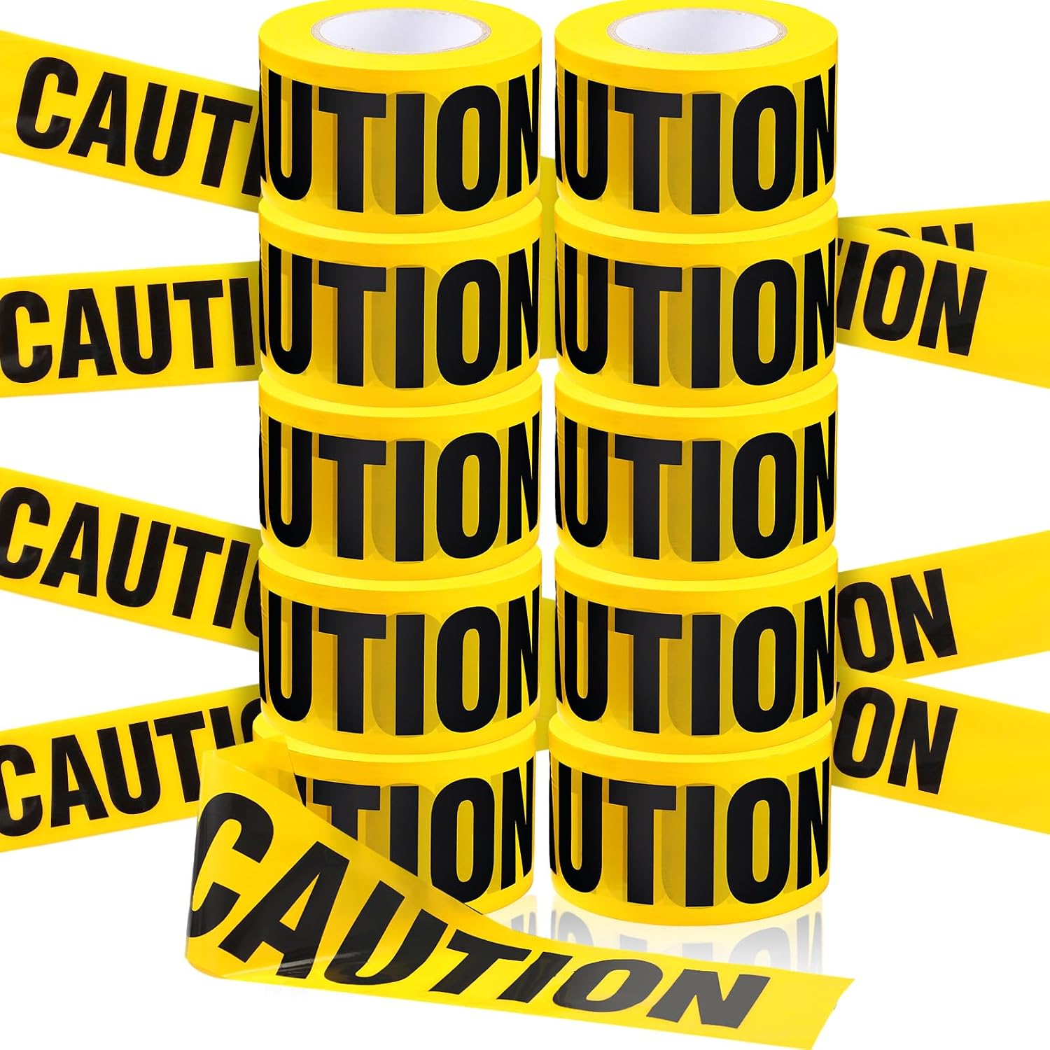 10 Rolls 3 Inch X 1000 Feet Caution Tape Waterproof,Yellow,Caution | Safety Warning for Danger Hazardous Area, Bulk