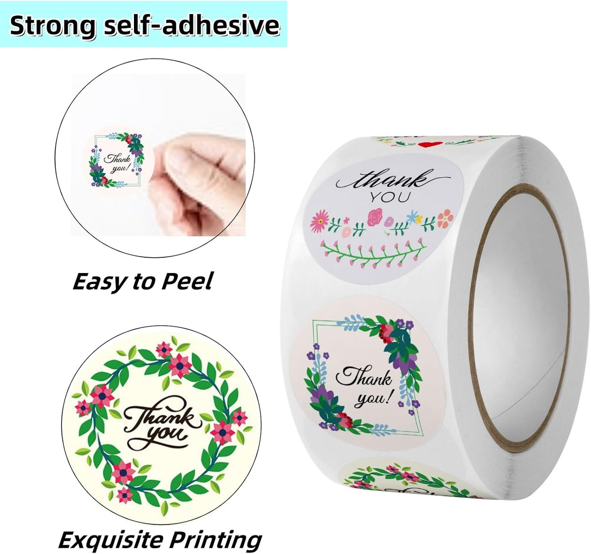 Thank You Stickers 1000 Pcs 1 Inch Thank You Stickers for Envelope Seals Small Business Labels Multicolor