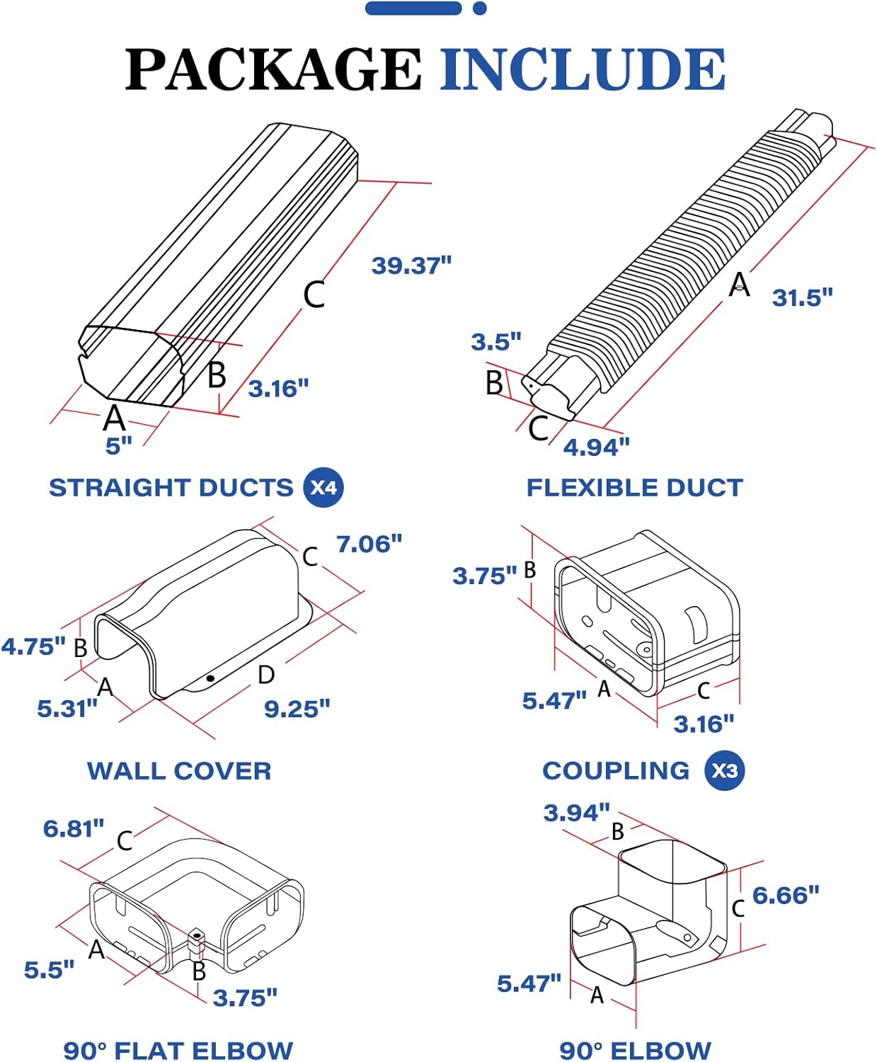 17Ft Mini Split Line Set Cover 5" PVC Line Cover Kit for Mini Split and Central Air Conditioner & Heat Pump(White)