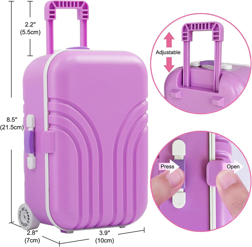 18 Inch Doll Suitcase Travel Luggage Play Set, Mermaid Theme Travel Carrier Storage Accessories for 18inch Doll