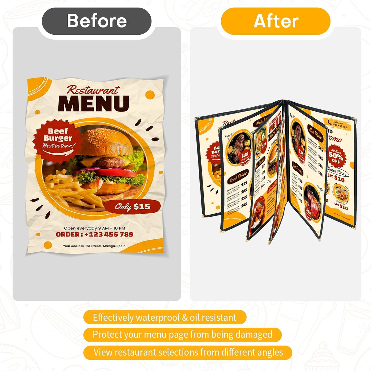 Transparent Restaurant Menu Covers 8.5 x 11 | Restaurant Recipe Menu Covers Transparent Restaurant Menu Covers for