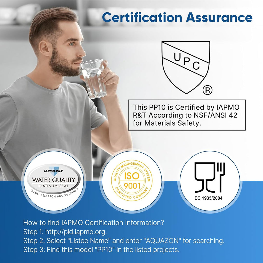 5 Micron 10" x 2.5" Whole House Sediment Home Water Filter Cartridge Replacement for Any 10 inch RO Unit, Culligan