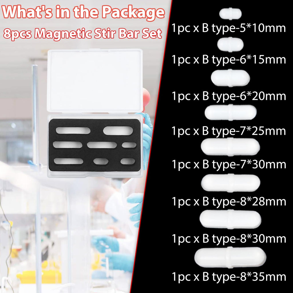 Magnetic Stir Bar Lab Type-B Mixed Size PTFE Magnetic Stirrer