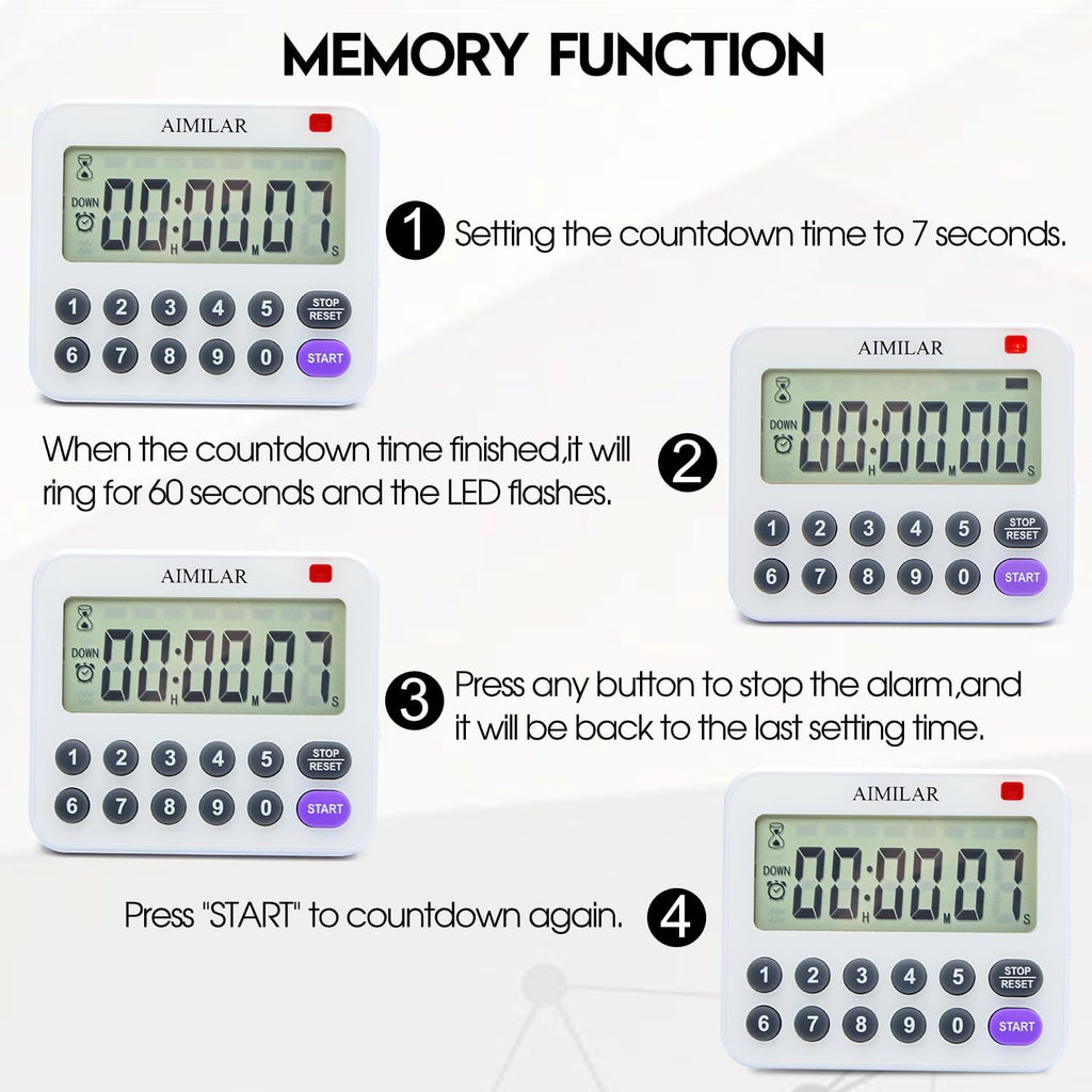 Magnetic Digital Kitchen Timer with Direct Numerical Keypad, Loud Alarm - 99Hr Countdown Count Up Timer for Cooking