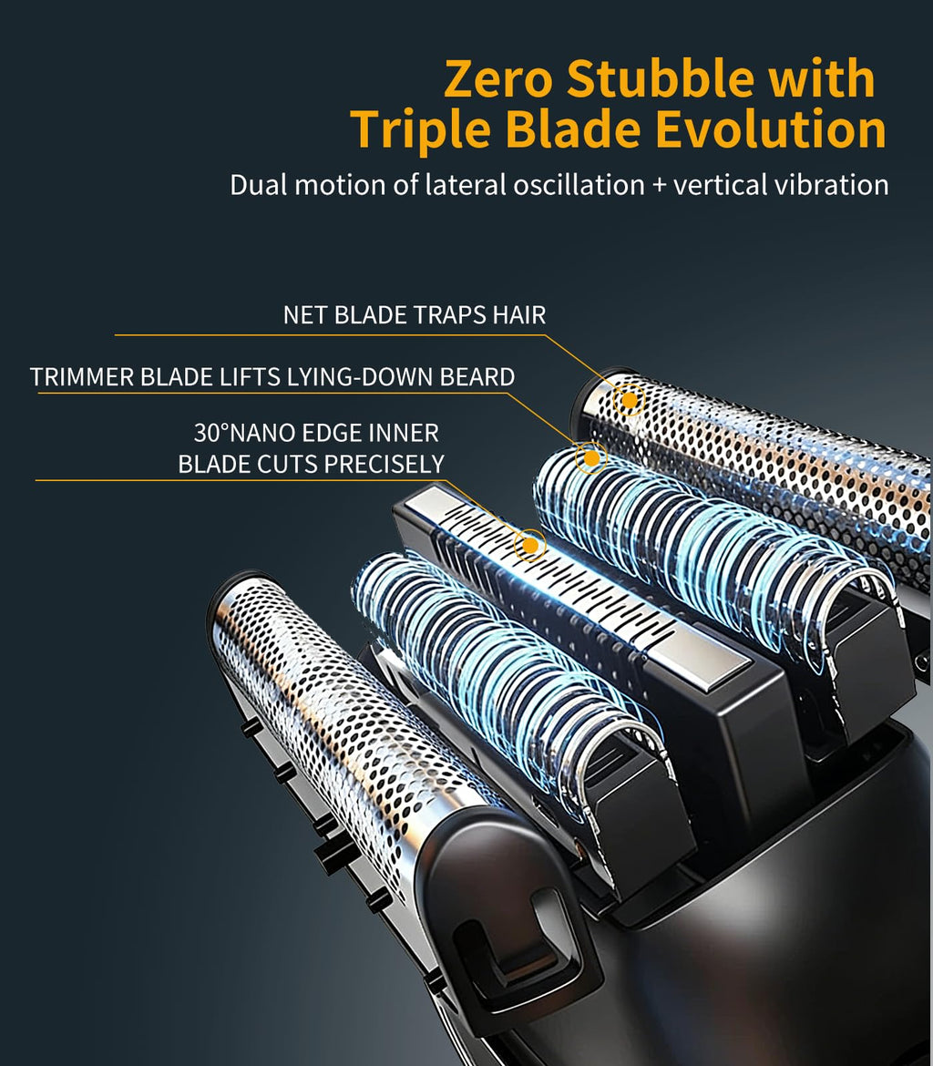 Electric Shavers for Men Face: Foil Shaver with 3 Floating Blades