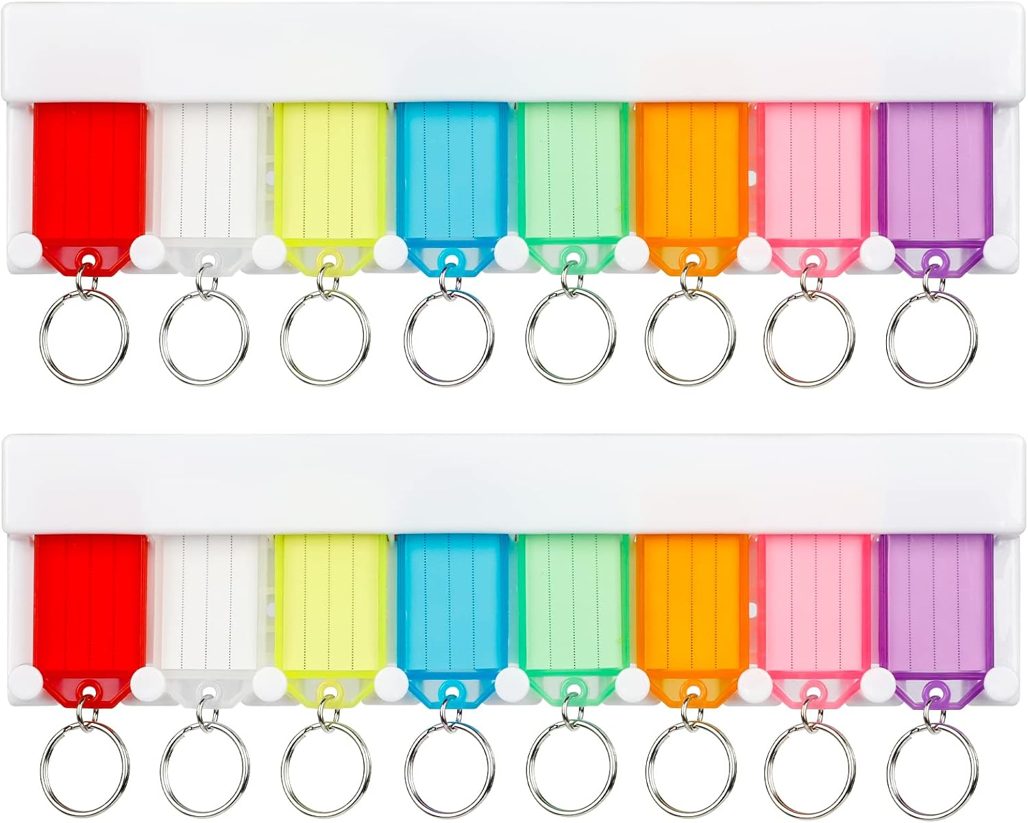 2 Pack Key Tag Rack, Slot Style Wall Mount Key Holder | Plastic Slot-Style Wall Rack Keeps Labeled Keys Organized