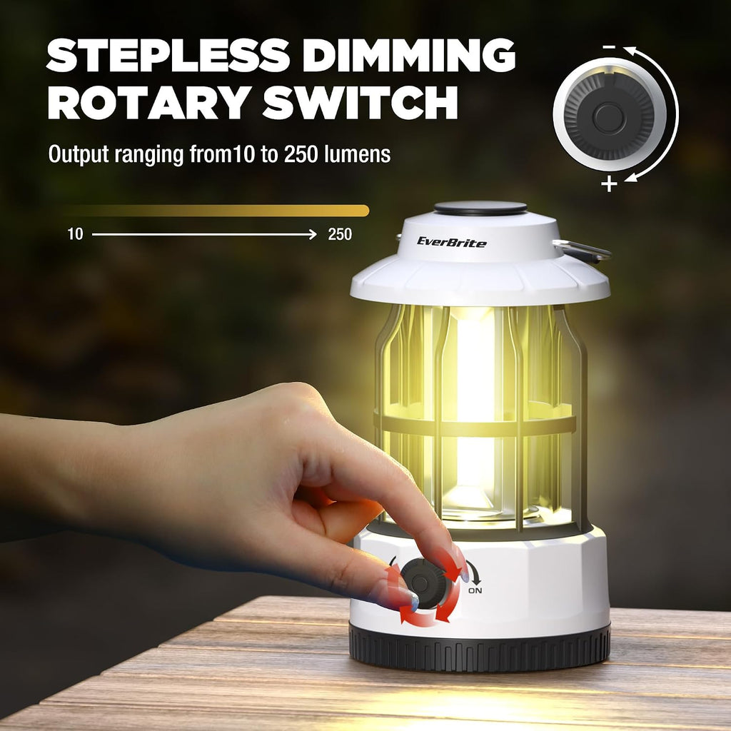 Rechargeable LED Camping Lantern with Stepless Dimming | Vintage Portable Camping Light, Stepless Dimming, Long