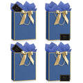 Medium Blue Birthday Gift Bags with Tissue Paper & Handles 4-Pack