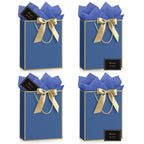 Medium Blue Birthday Gift Bags with Tissue Paper & Handles 4-Pack
